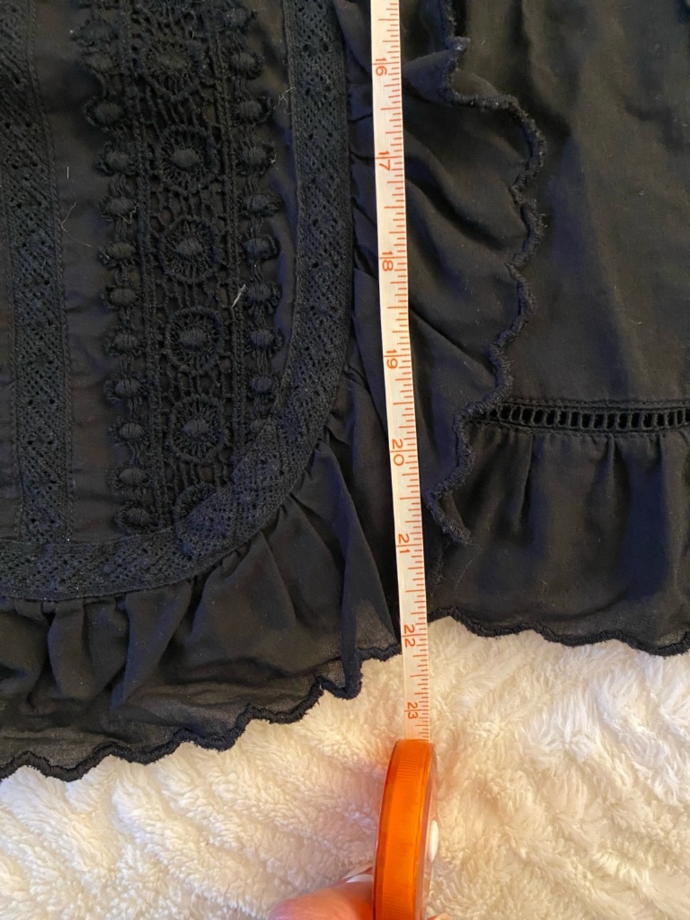 Juicy Couture Black Ruffled Lace-Trim Square Neck Blouse - Picture 6 of 6